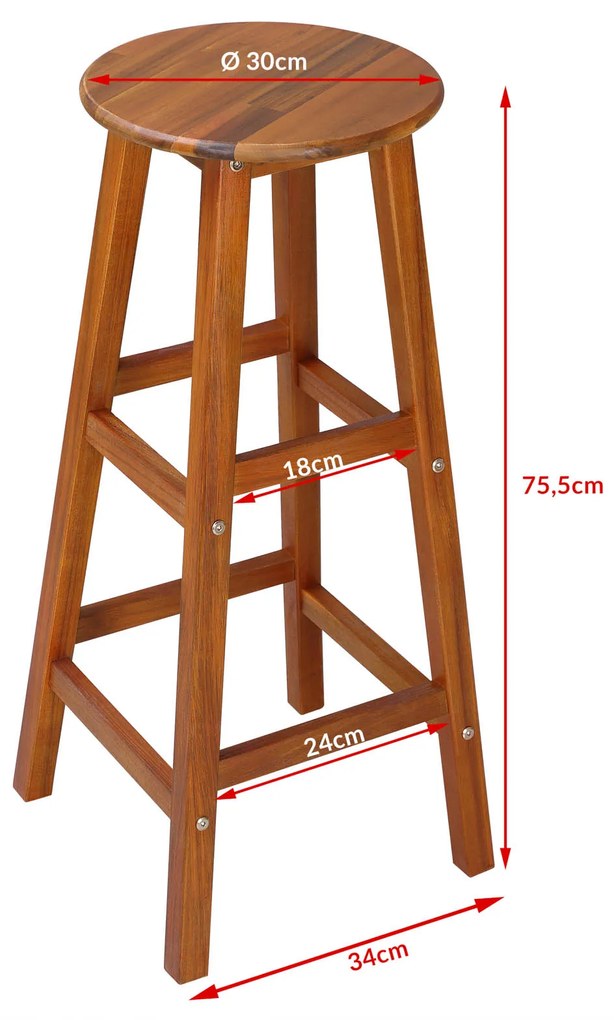 Barové stoličky OSLO, 2ks, 34x76cm, prírodná hnedá Casaria