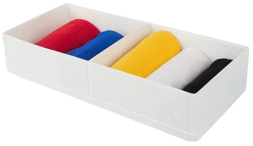 VERK GROUP Organizér do šatníka, 2 priehradky, textilný biely 51 x 20 x 10 cm