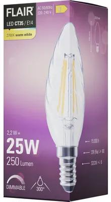 LED žiarovka FLAIR CT35 E14 2,2W/25W 250lm 2700K číra stmievateľná