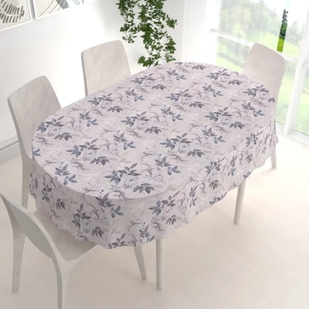 Biante Dekoračný oválny obrus PML-053 Popínavé lístky na béžovom 100x140 cm