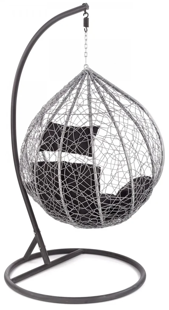 Závesné hojdacie kreslo Egg sivé/čierne