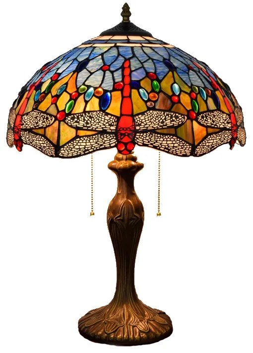 Tiffany stolná lampa Dragon blue 113 Huizhou Oufu Lightin v.58xš.40,sklo/kov,40W