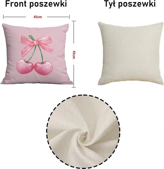 Obliečka na vankúš CHERRIES 45x45 cm, ružová