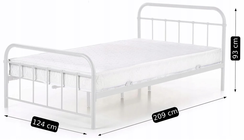 Kovová manželská posteľ Pablo 120x200 biela