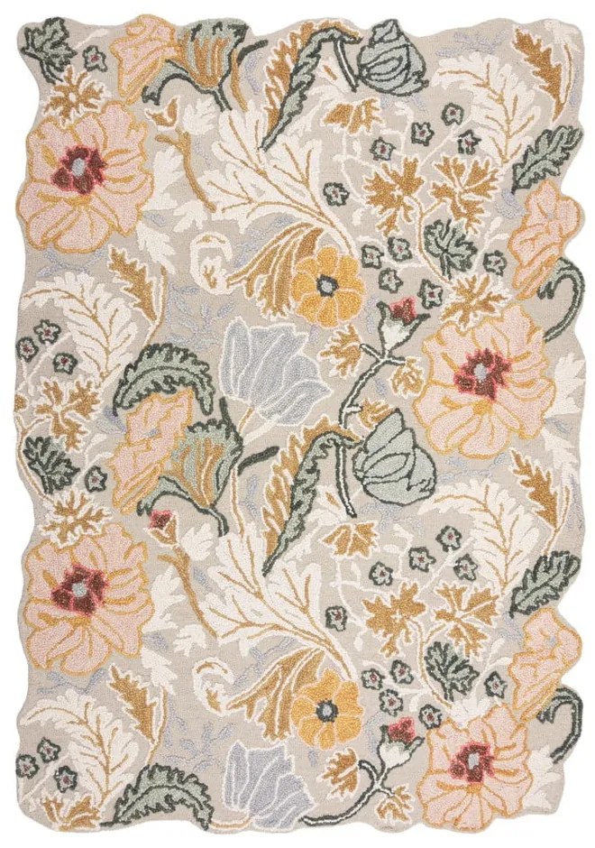 Svetloružový ručne tkaný vlnený koberec 200x290 cm Daphne Shaped Floral – Flair Rugs