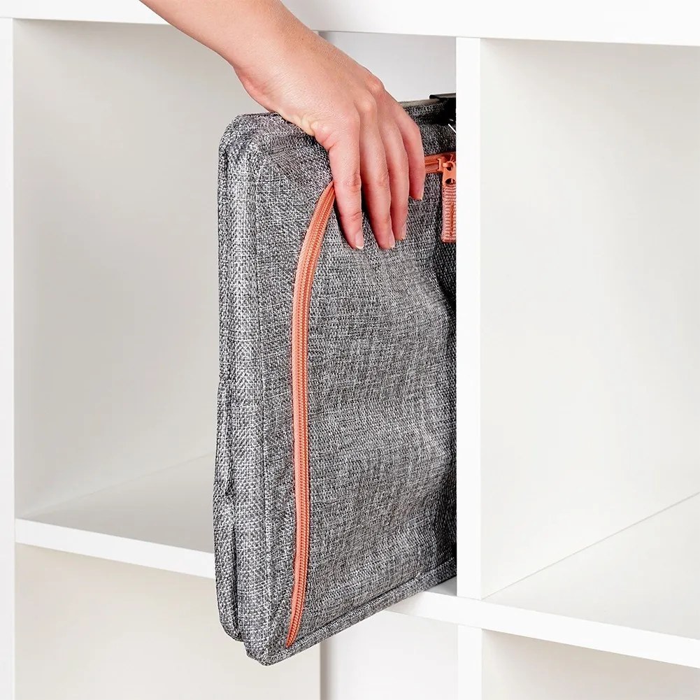 VILDE Látkový pevný box pro uskladnění textilu, šedý PILLOW 95 x 45 x 16 cm (68l)