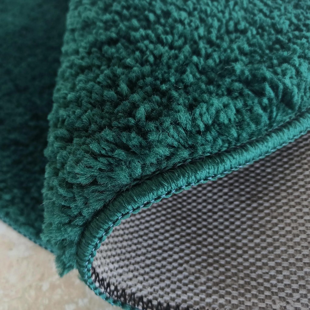 DY Tmavozelený okrúhly shaggy koberec Camel Rozmer: 80 cm