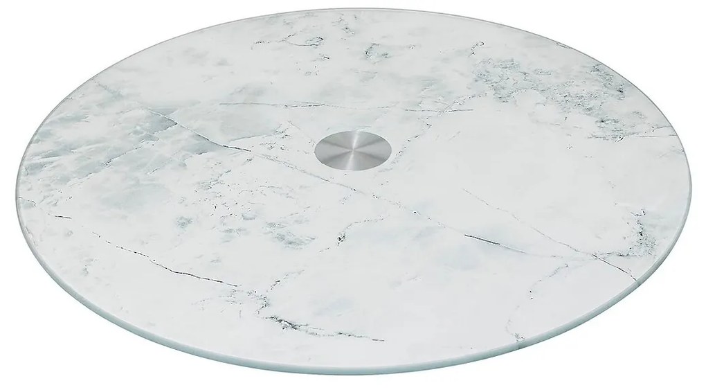 Sklenený otočný servírovací podnos White Marble, (fi) 32 cm