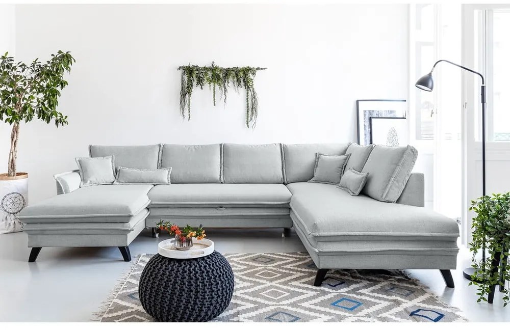 Svetlosivá rozkladacia pohovka do "U" Miuform Charming Charlie, pravý roh