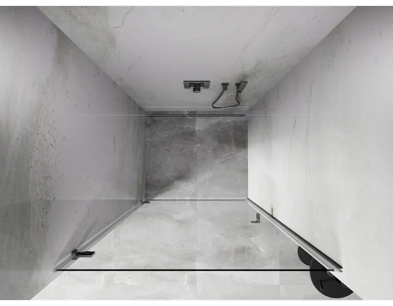 Mexen, Mexen Lunar-B Otočné ľavé sprchové dvere 95 cm, transparentné, brúsený nikel - 832-095-000-97-00-L