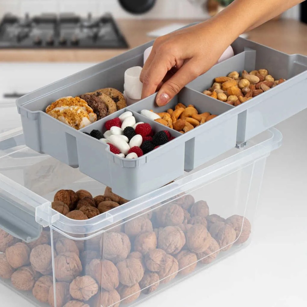 Organizér, úložný box 2v1, multifunkčný, sivý STORMAX - 9l, 35 x 23 x 17 cm