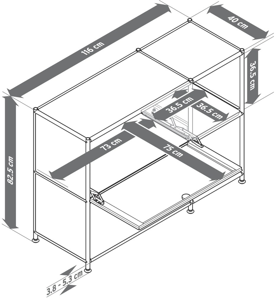 Kovová odkladacia skrinka »CN3« s 2 výklopnými priehradkami, biela