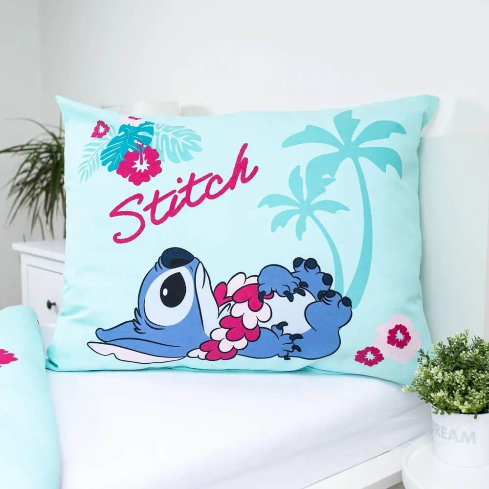 Modrá bavlnená detská obliečka na jednolôžko 140x200 cm Lilo a Stitch "Hawaii" – Jerry Fabrics