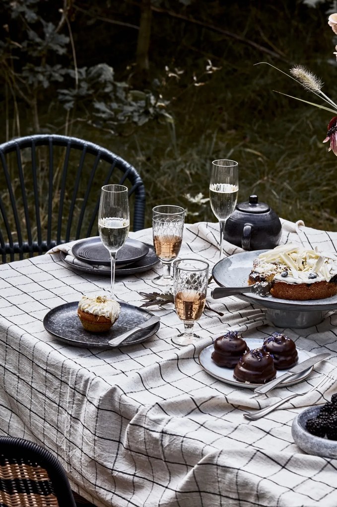 House Doctor Bavlnený obrus Join Black/Off-white 150 × 150 cm