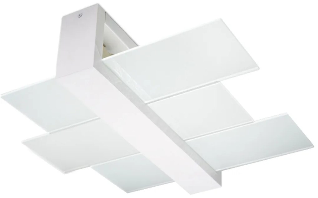 Stropné svietidlo Feniks, 1x mliečne sklenené tienidlo, drevo v bielej farbe