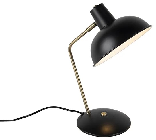 Retro stolná lampa čierna s bronzom - Milou