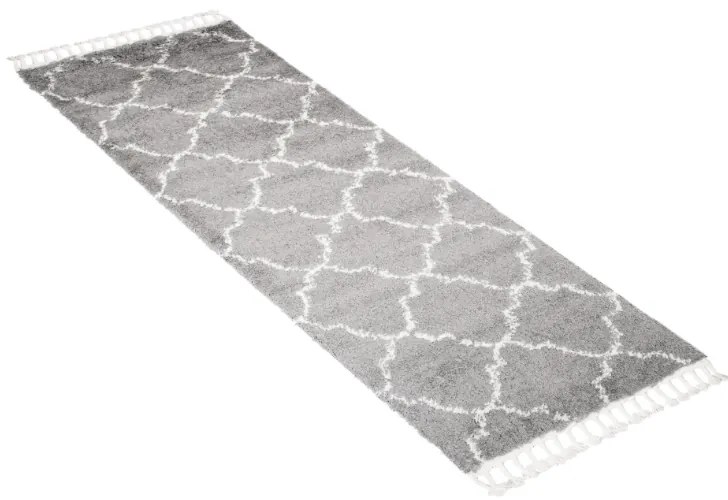 Huňatý šedý vzorovaný behúň Šírka: 80 cm | Dĺžka: 300 cm