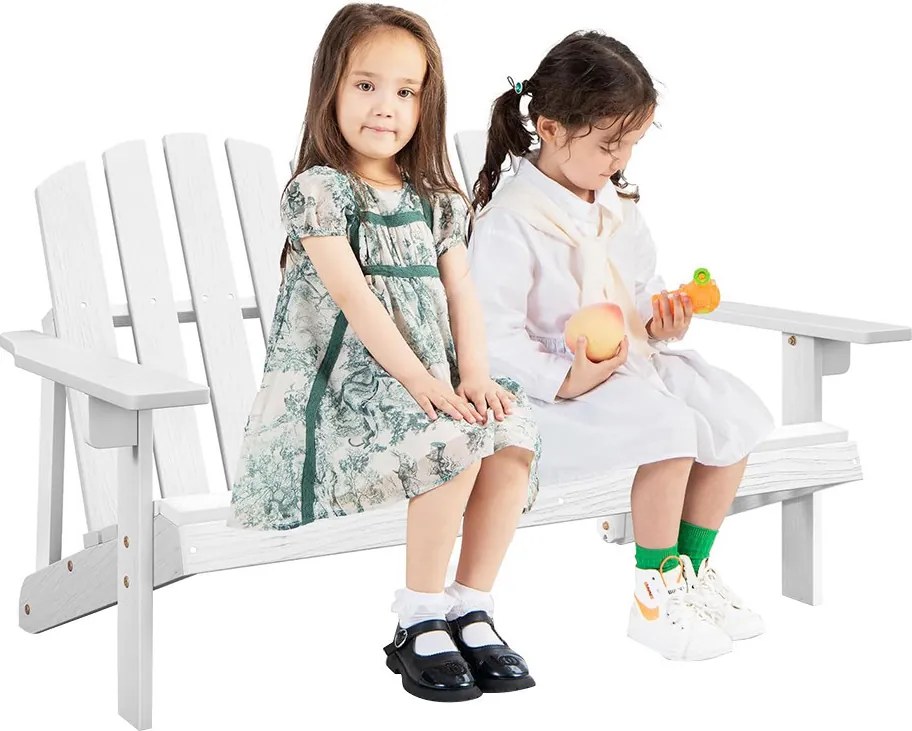 Detská Adirondack stolička pre 2 osoby, biela