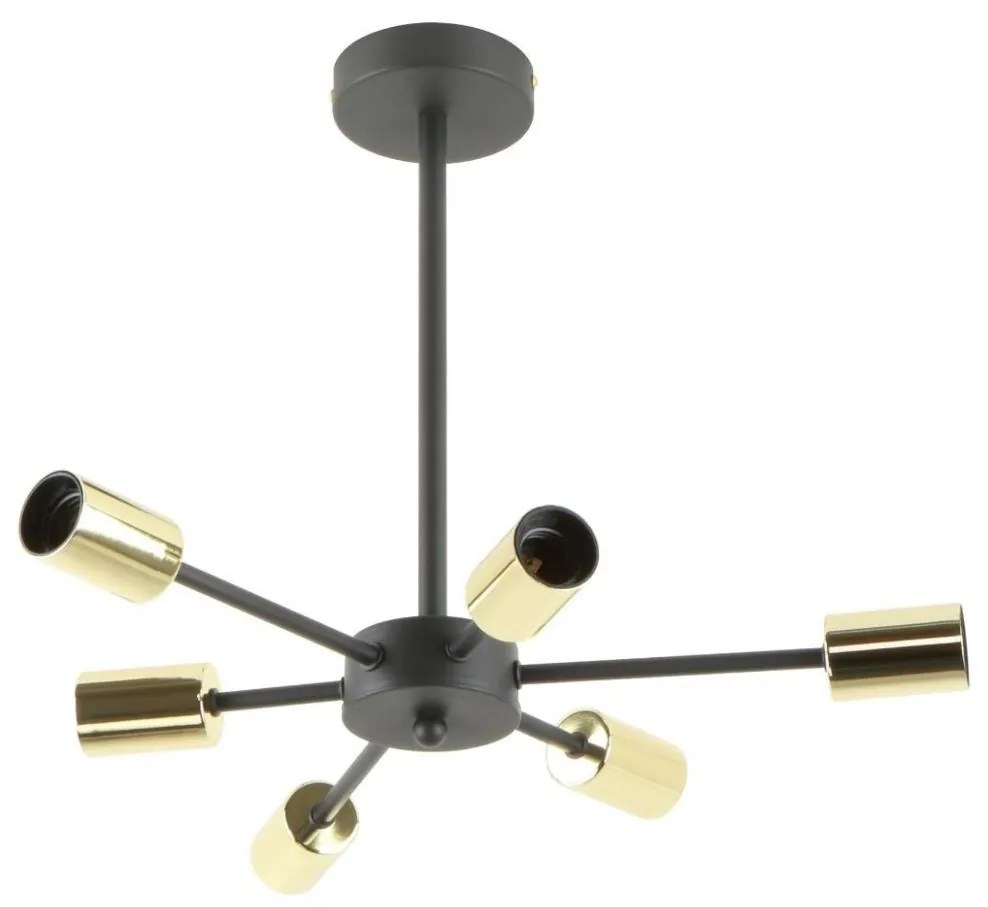 Zuma Line A8100-6 - Luster na tyči MANDI 6xE27/40W/230V čierna/zlatá