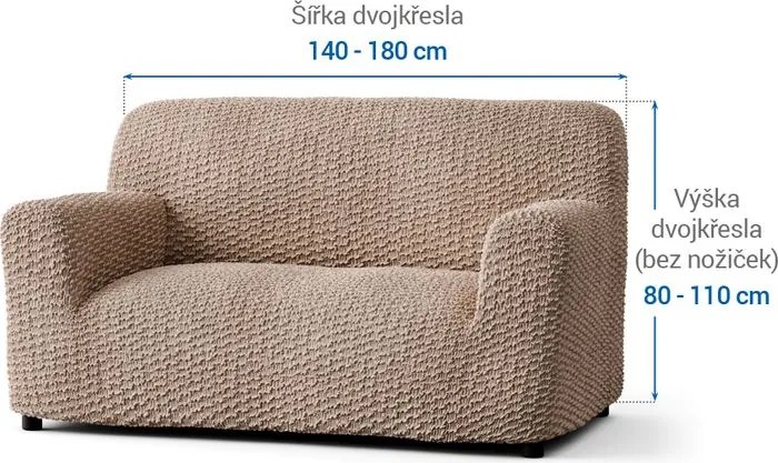 Bielastické poťahy MOSAICO béžové dvojkreslo (š. 120 - 160 cm)
