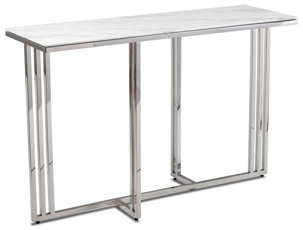 Konferenčný stolík AMAGAT 120 cm strieborný/biely mramor