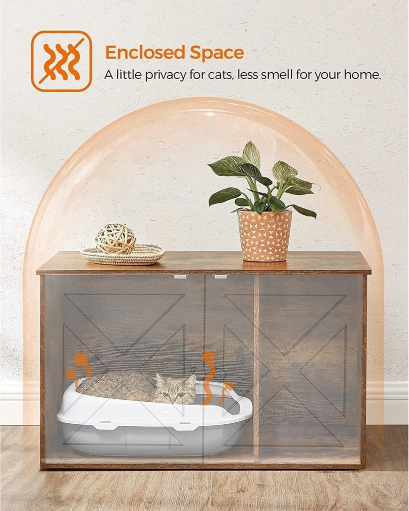 Skrinka na toaletu pre mačky, rustikálna hnedá