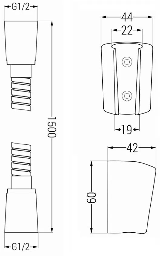 Mexen príslušenstvo - 1-bodový ručný sprchový set R-74, chróm, 785746052-00