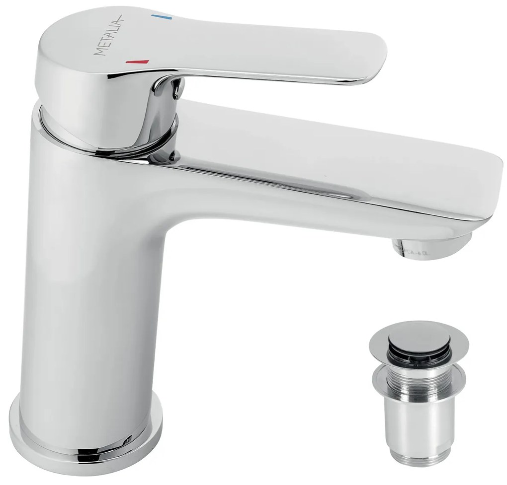 Novaservis Metalia 54, umývadlová batéria s odtokovou zátkou typ ClickClack h-155, chrómová, 54002-0