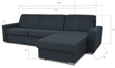 Rozkladacia rohová sedacia súprava LEKA modrá s úložným priestorom, do L