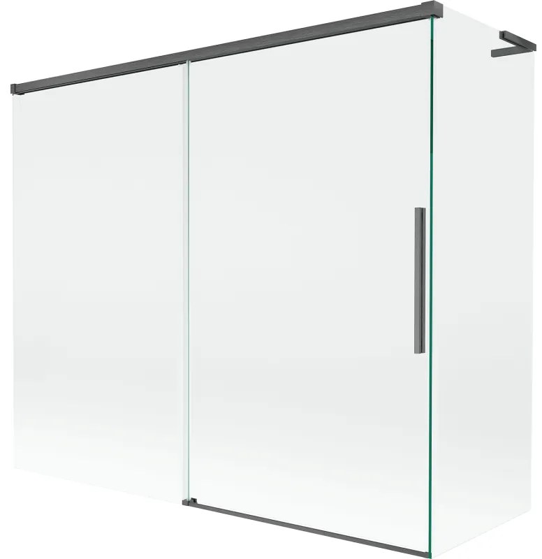 Mexen Rox, L posuvná 2-krídlová vaňová zástena 180 + 80 x 150 cm, 8mm číre sklo, brúsený grafit profil, 8C9L-180-080-66-00