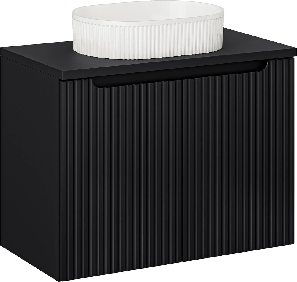 Comad Kúpeľňová skrinka s doskovým umývadlom SET-NOB B BLACK 80 II čierna mat