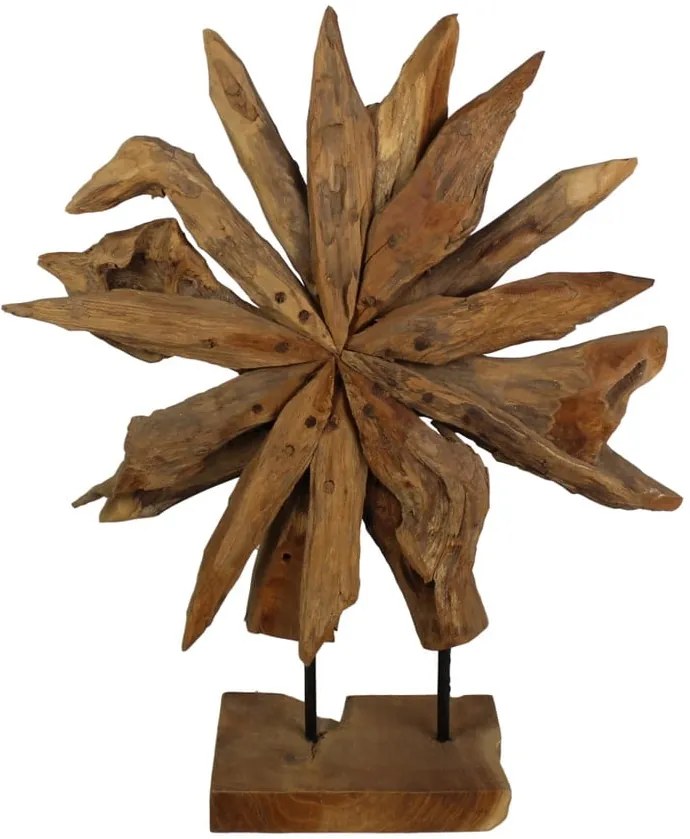 Dekorácia z teakového dreva HSM Collection Sunflower, 40 x 50 cm