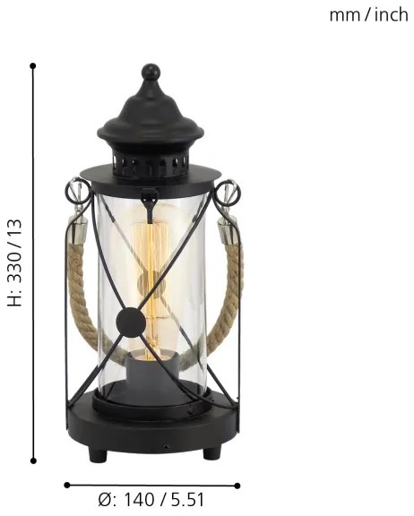 Eglo 49283 - Stolná lampa BRADFORD 1xE27/60W/230V