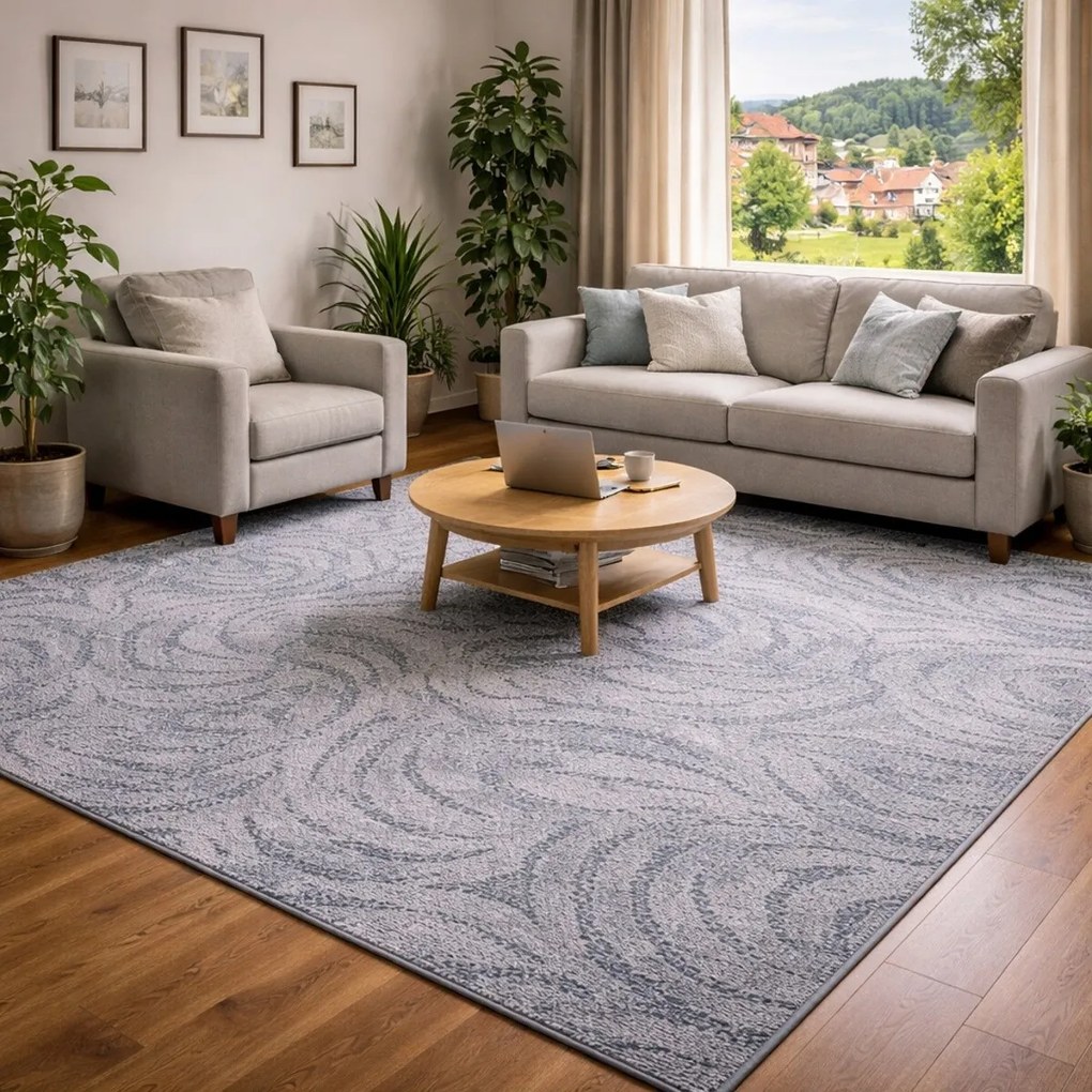 Kusový koberec Scroll šedý štvorec, 400x400, šedá, obývacia izba, AladinWorld Expres