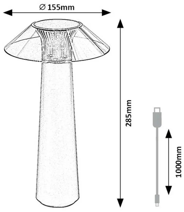 Rabalux 77062 stolná LED lampa s USB dobíjaním Assen