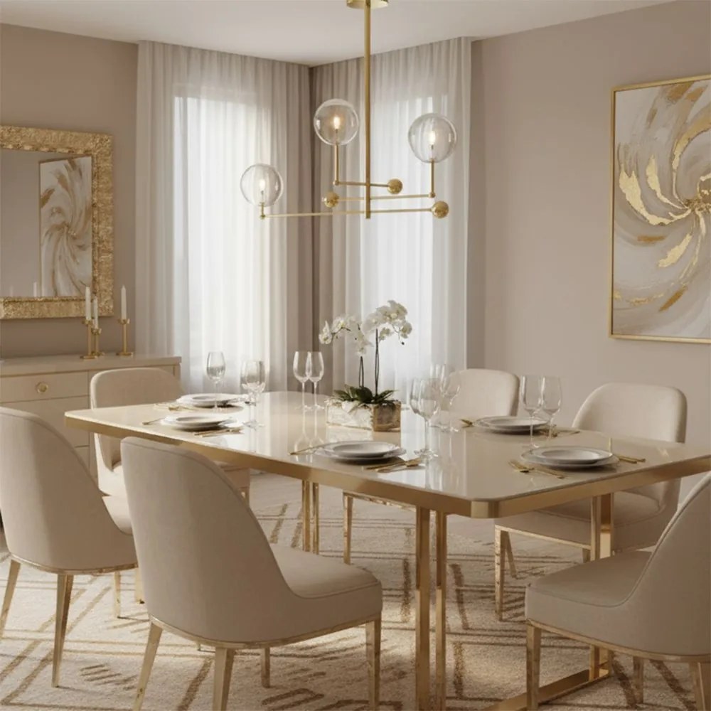 Toolight Toolight, Závesná lampa sklenené gule 3 ks APP918-3CP, zlatá, OSW-03230