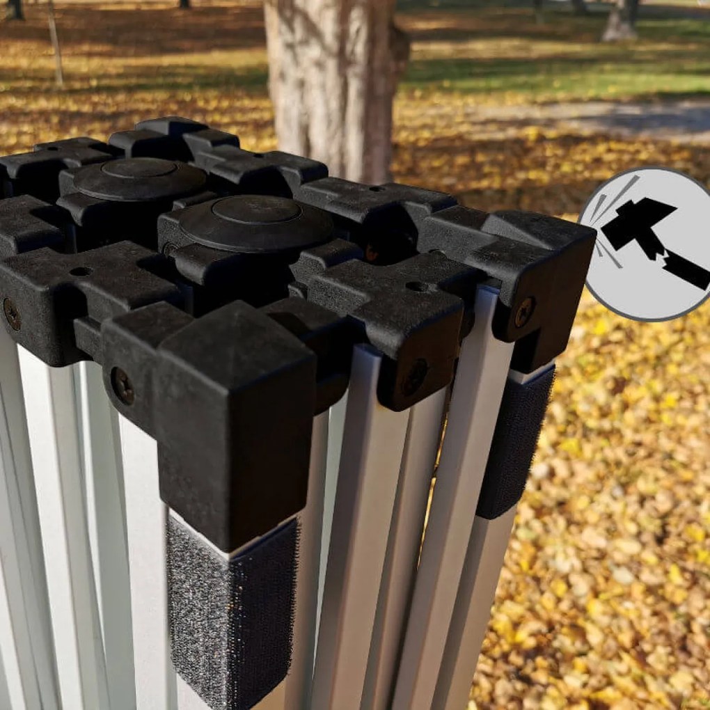 BRIMO Nožnicový stan 2×3 m hliníkový bez stien | Rýchla montáž a pevný ľahký rám - bez 3 stien - Biela 34