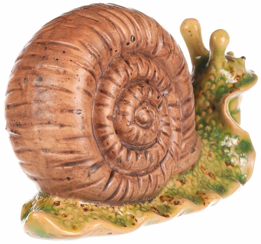 Záhradná dekorácia Slimák svetlohnedá, 16 x 7 x 10 cm, keramika