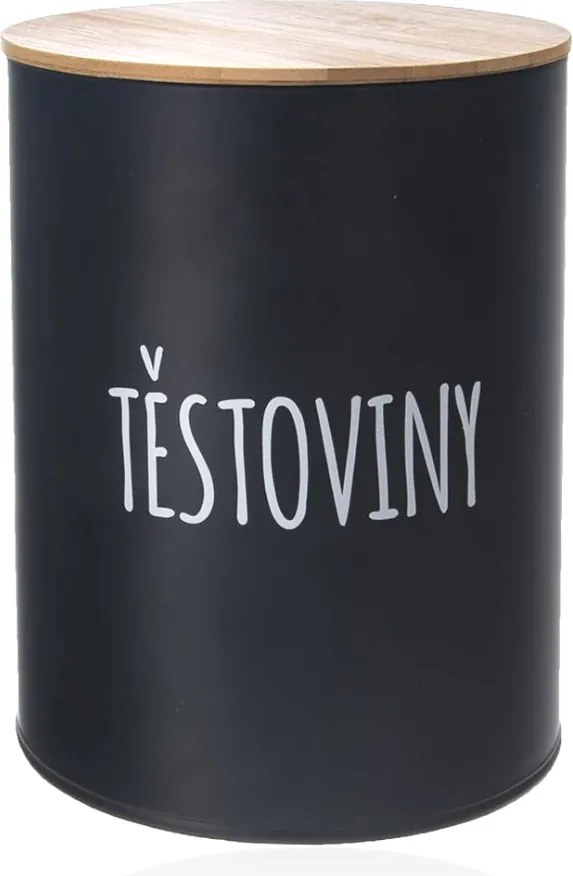 Orion 2. akosť - Dóza na potraviny, plechová, čierna, s bambusovým vekom, 2,3l, CESTOVINY