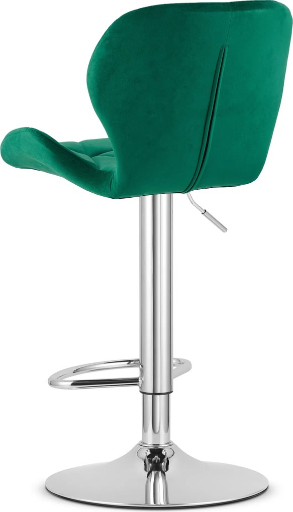 Barová stolička WEST zamatová zelená / chrómová podnož