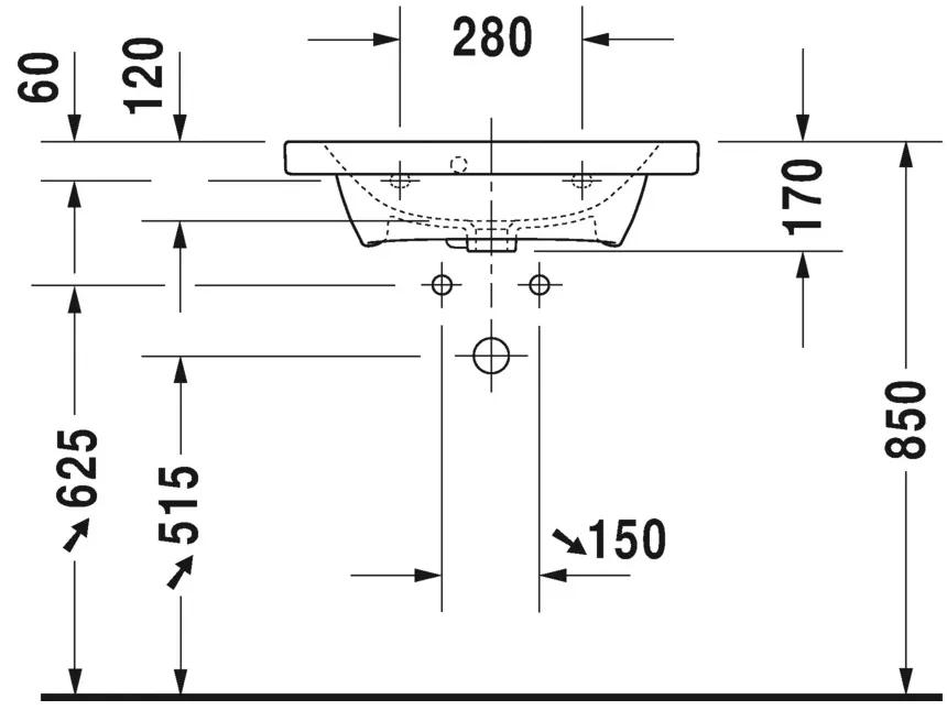 Duravit DuraStyle - Umývadlo do nábytku 635x400 mm, s prepadom, biela 2337630000