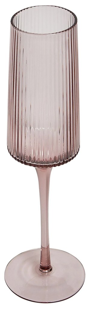 Sada 4 úzkych pohárov na šampanské 220 ml ružová AMETHYST Beliani