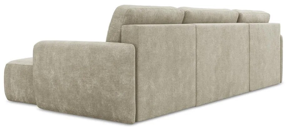 Béžová ženilková rozkladacia/s úložným priestorom rohová pohovka (do tvaru "U") Lilo – Makamii