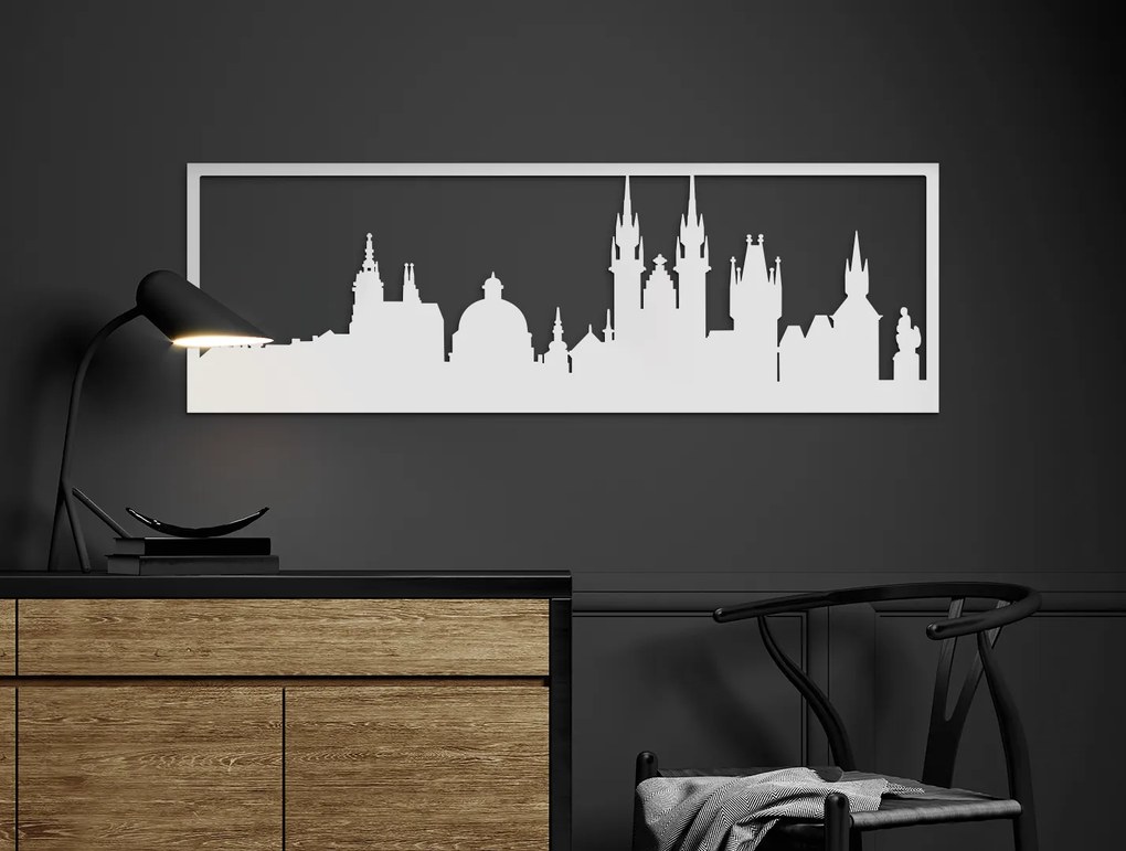 drevko Obraz Praha panoráma Rozmer obrazu: 29,5 x 89 cm, Farba dekorácie: Čierna