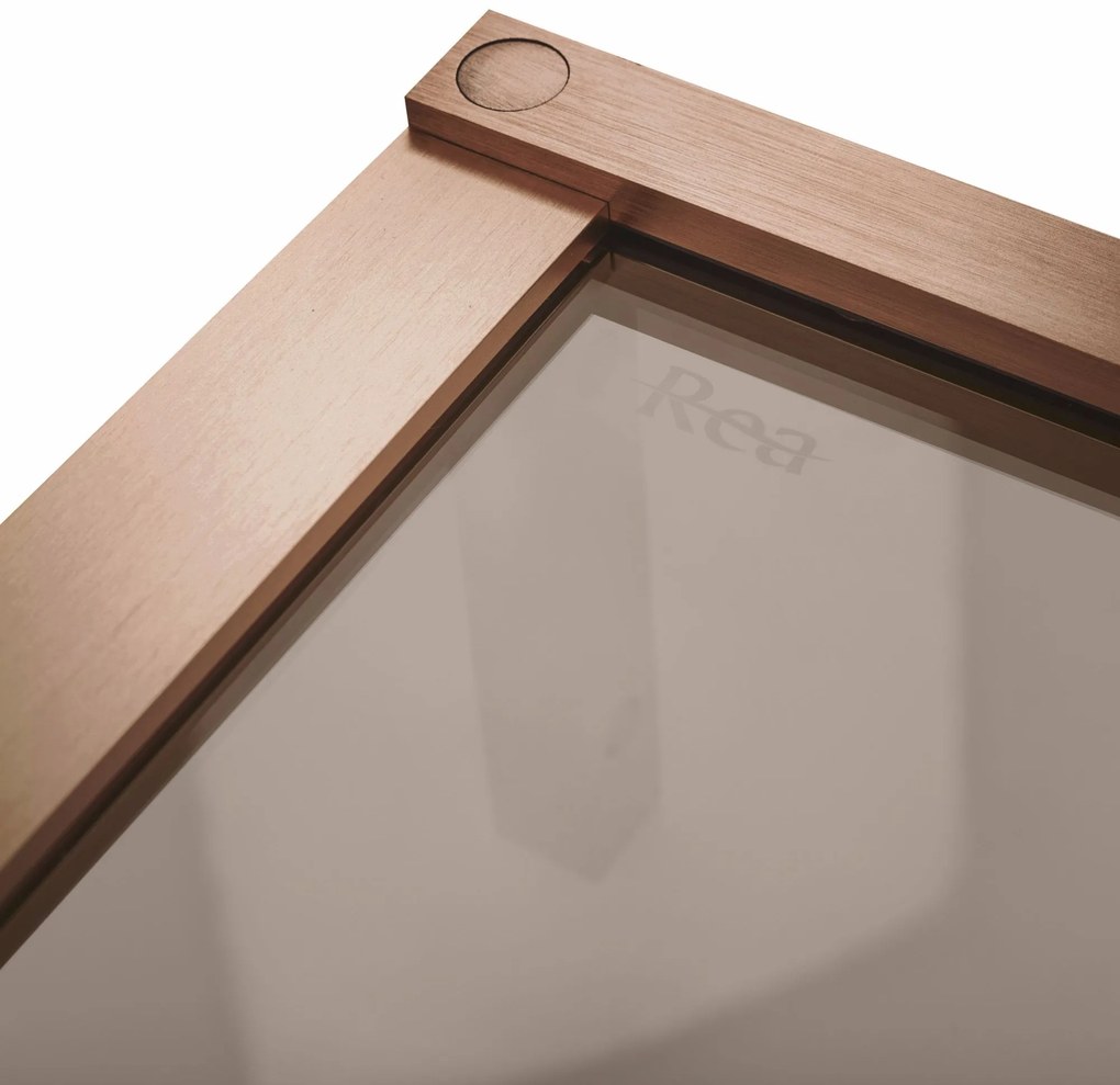 Rea Hugo Double, 2-krídlový sprchovací kút 80 (dvere) x 80 (dvere) x 200 cm, 6mm šedé sklo, medený profil, KPL-K6971