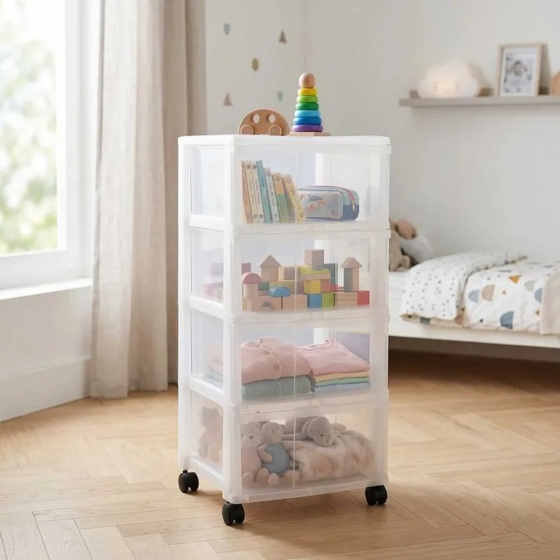 SUNDIS Úložný box so 4 zásuvkami, transparentný, ORGAMIX - MAXI