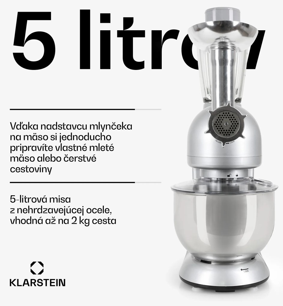 Klarstein Lucia, kuchynský robot, mixér, mlynček na mäso, 1800 W
