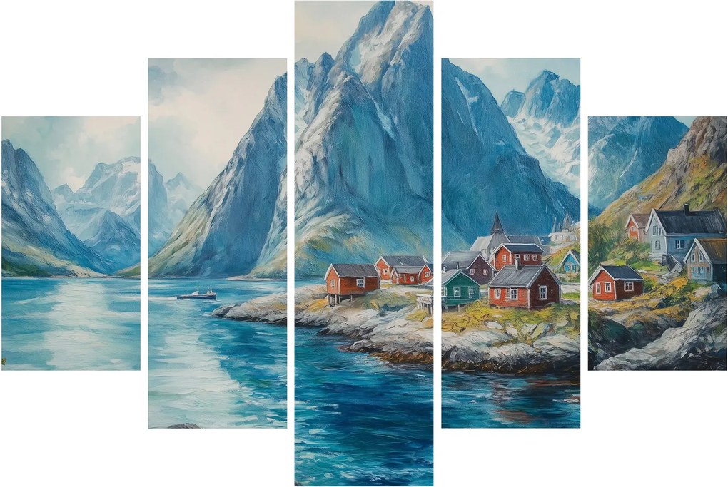 Obraz - Nórska dedinka (150x105 cm)