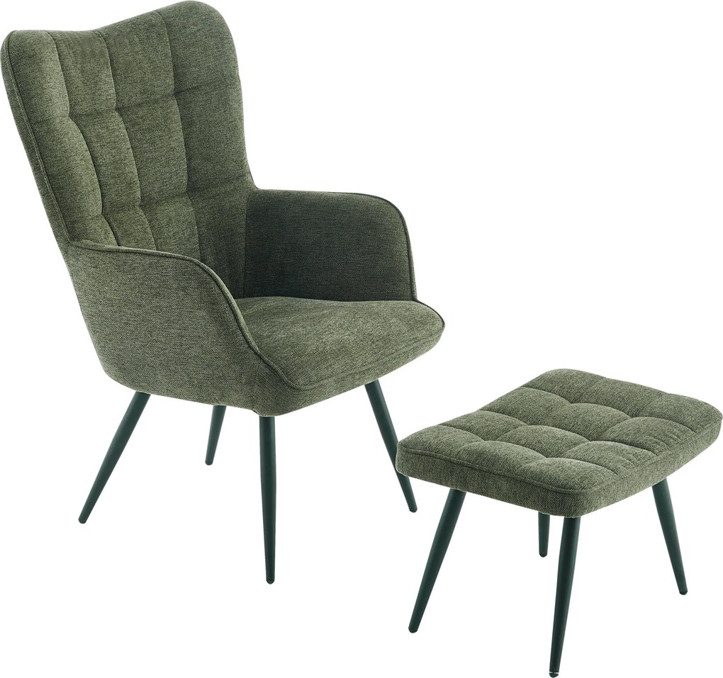 XXXLutz RELAXAČNÉ KRESLO S PODNOŽKOU, kov, textil, zelená Ti'me - Kreslá - 001836000803