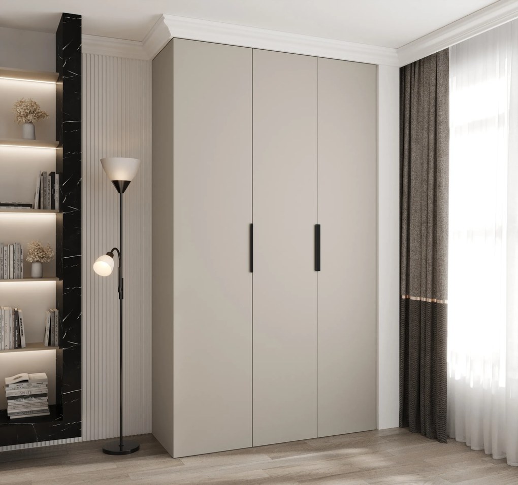 Šatníková skriňa 140 cm Carmela 40-4 (kašmír + čierna). Akcia -20%. Vlastná spoľahlivá doprava až k Vám domov. 1126651